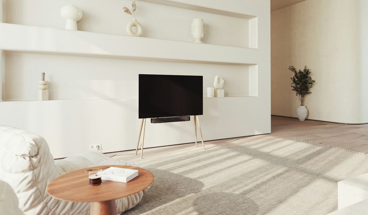 Flat-screen television in a living room